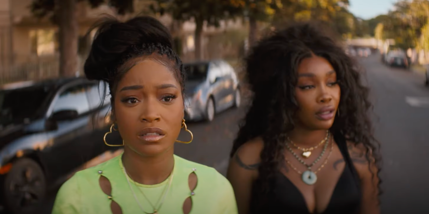 Keke Palmer and SZA standing on the street looking upset in One of them Days