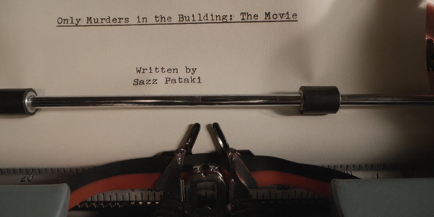 An insert of the title page for Sazz Pataki's (Jane Lynch) original screenplay in 'Only Murders in the Building'.