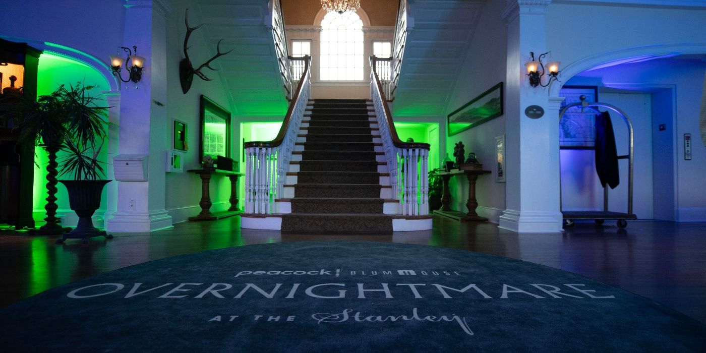 The front lobby of the Stanley Hotel lounge featuring the Overnightmare rug