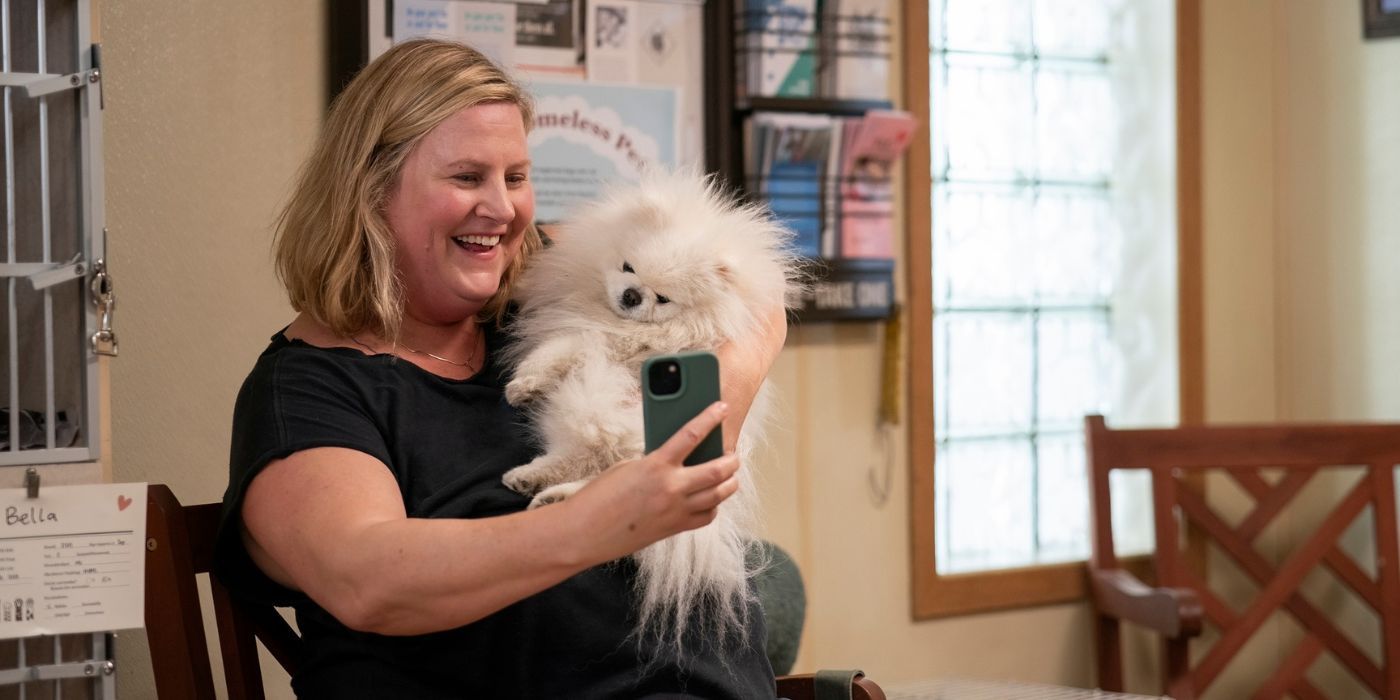 Bridget Everett and dog in Somebody Somewhere Season 3