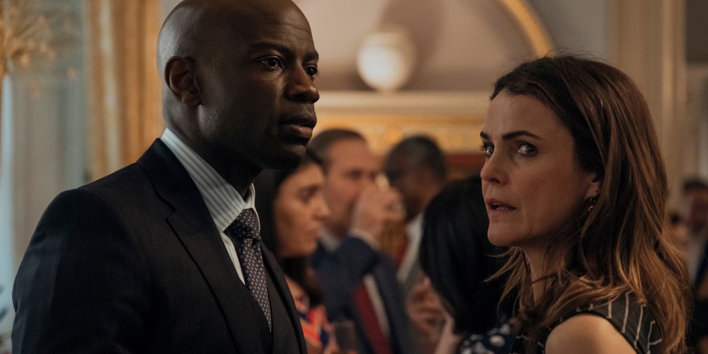 David Gyasi and Keri Russell in The Diplomat Season 2