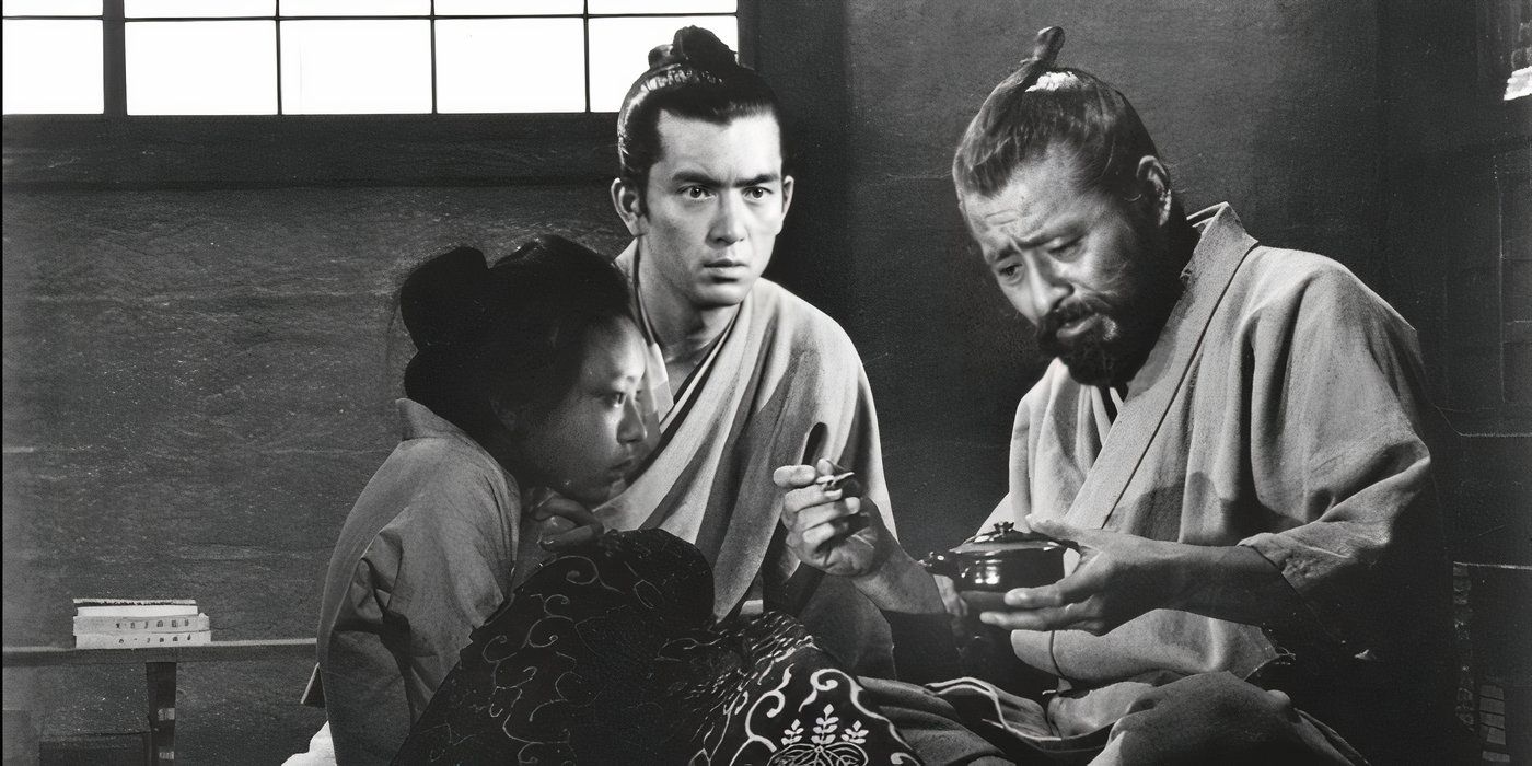 Toshir? Mifune as Red Beard (R) with Y?z? Kayama (C) and Terumi Niki (L) in Red Beard