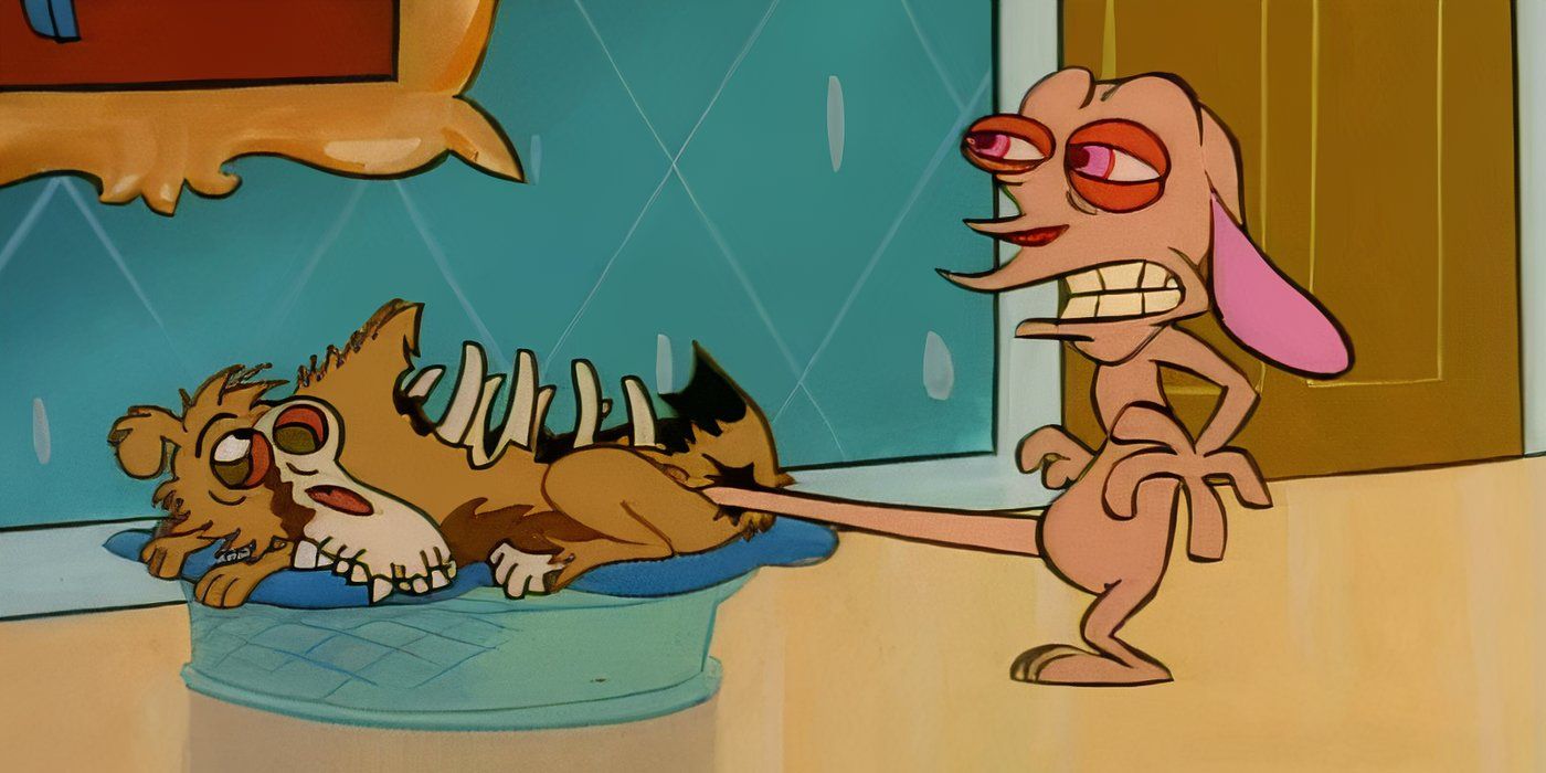 Ren se aleja de un animal muerto en Ren & Stimpy