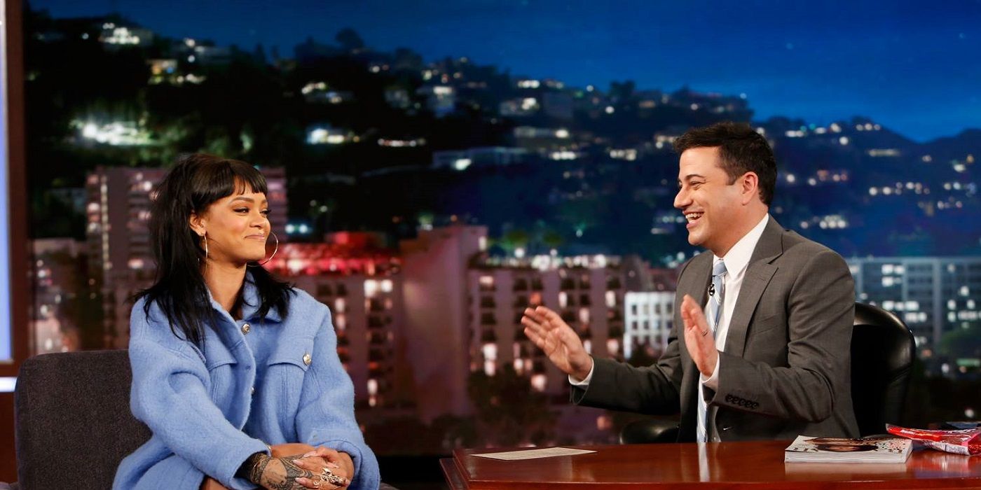 RIhanna during an episode of 'Jimmy Kimmel Live'