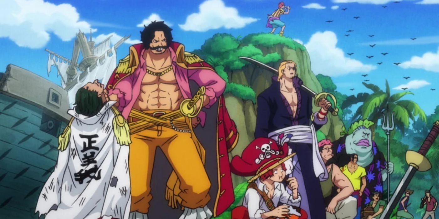 Gol D. Roger, Rayleigh, Shanks, Buggy and other Roger Pirates in One Piece