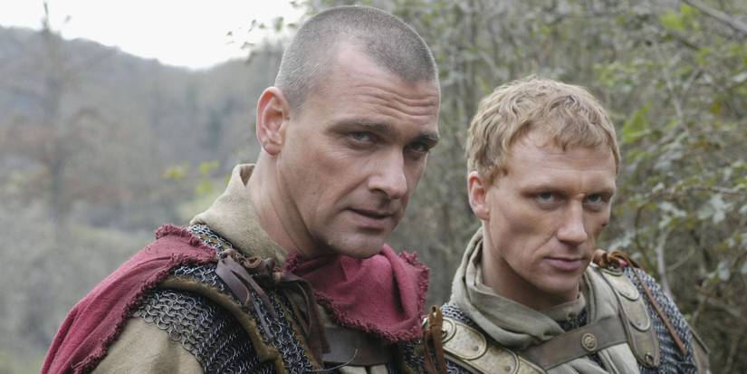 Ray Stevenson and Kevin McKidd as Roman soldiers standing alongside together in 'Rome' (2005-2007).