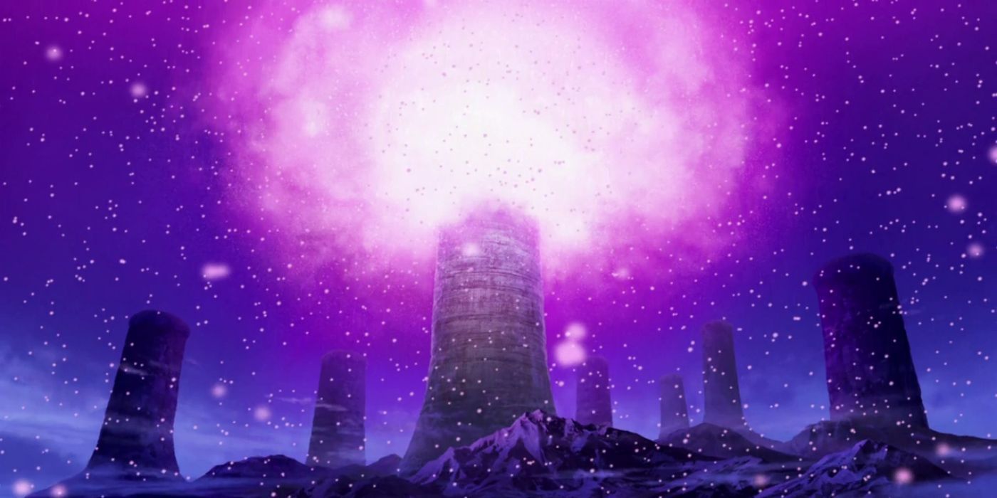 Giant Sakura plume on top of an icy mountain in One Piece