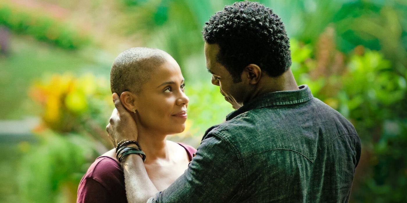 Violet Jones (Sanaa Lathan) and Will Wright (Lyriq Bent) about to kiss in &lsquo;Nappily Ever After&rsquo;