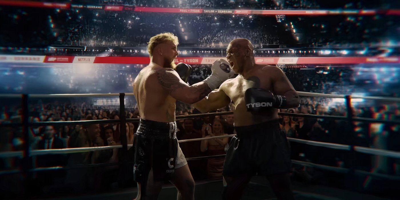 Jake Paul and Mike Tyson boxing in the trailer for 'Jake Paul vs. Mike Tyson'