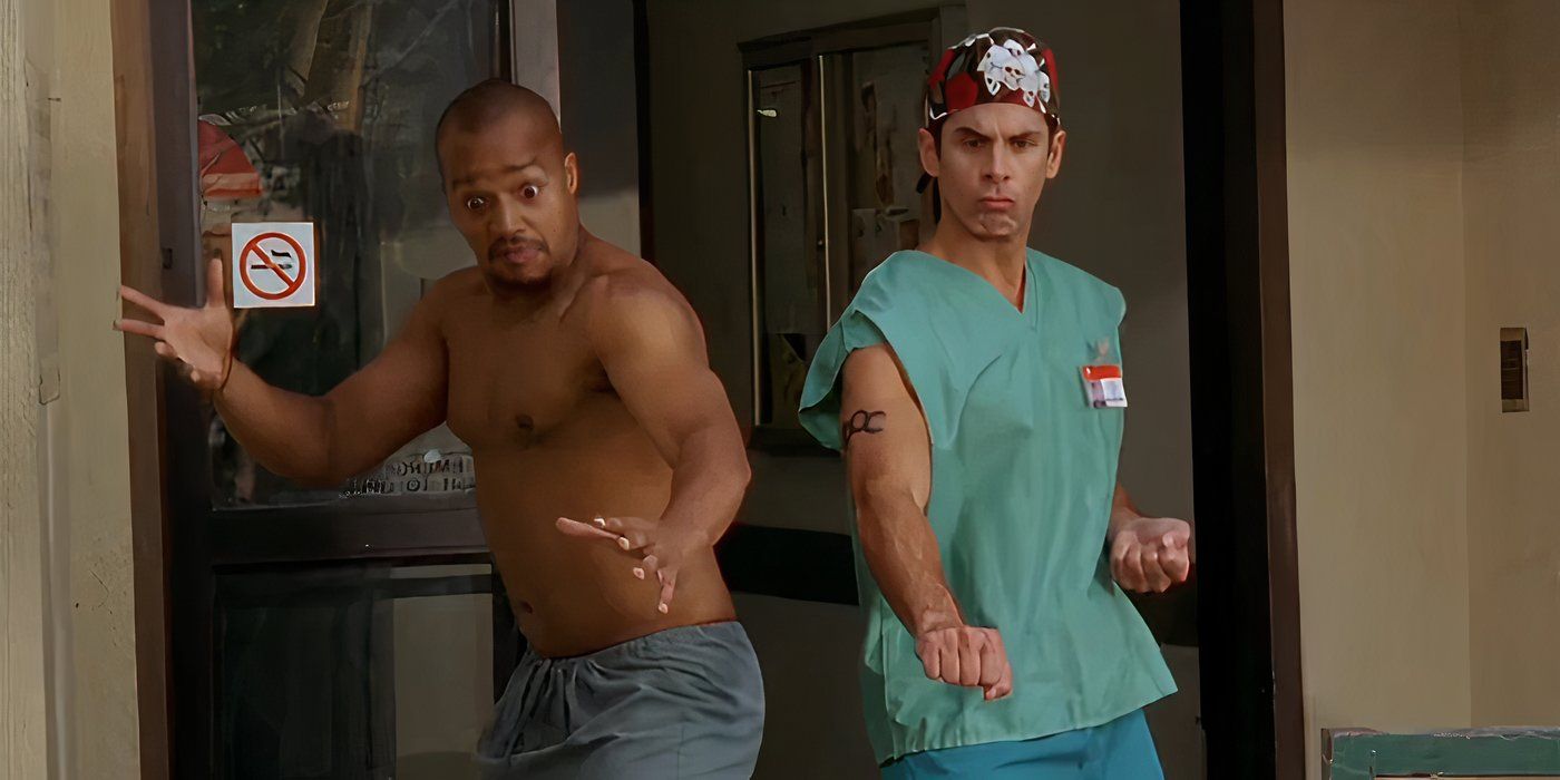 Turk and The Todd in the &lsquo;Kung Fu Fighting&rsquo; fantasy on &lsquo;Scrubs&rsquo;