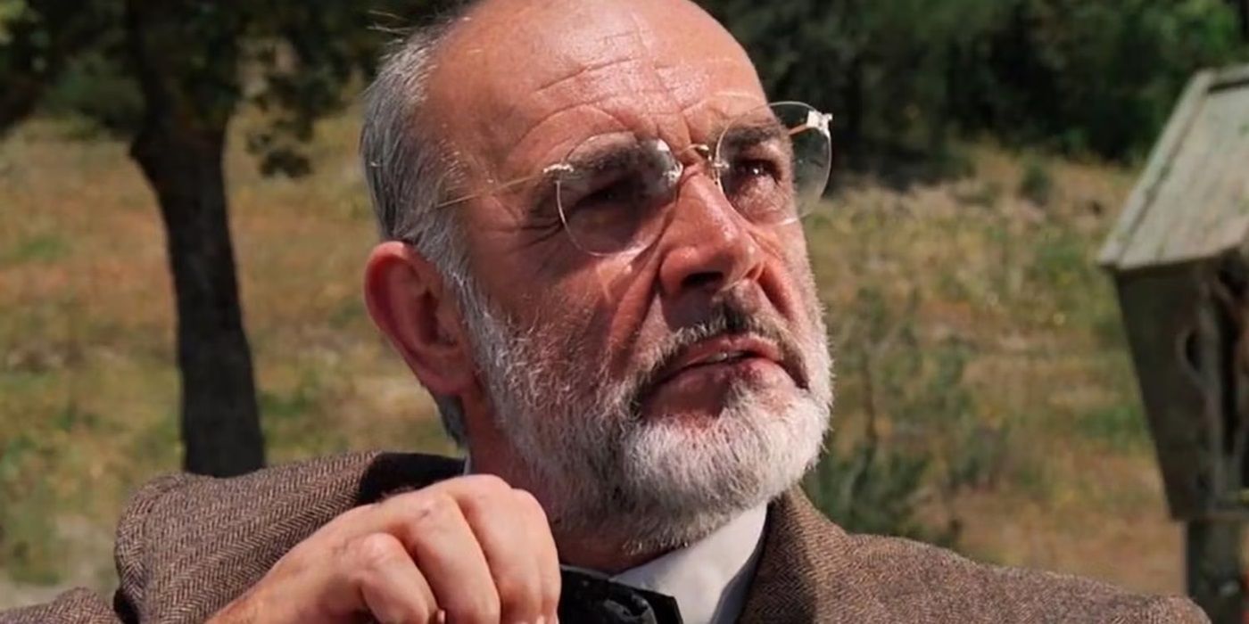 Sean Connery as Henry Jones Sr. looking up in Indiana Jones and The Last Crusade