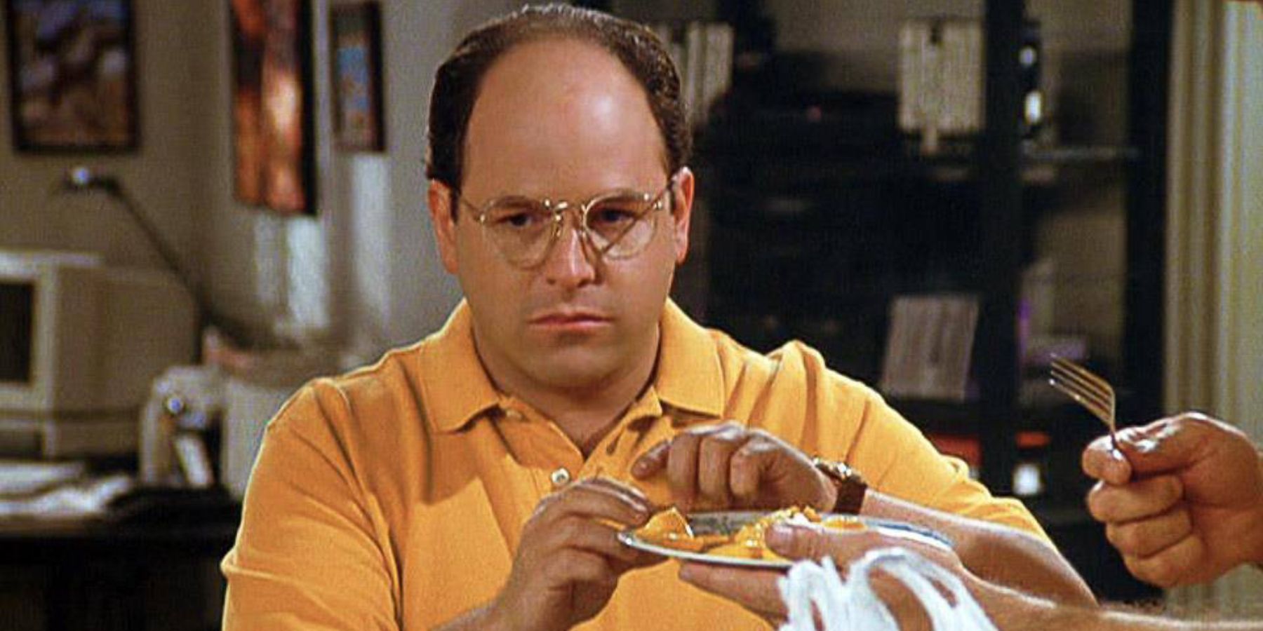 George (Jason Alexander) realizing that "it" might have moved when he got a massage earlier in Seinfeld.