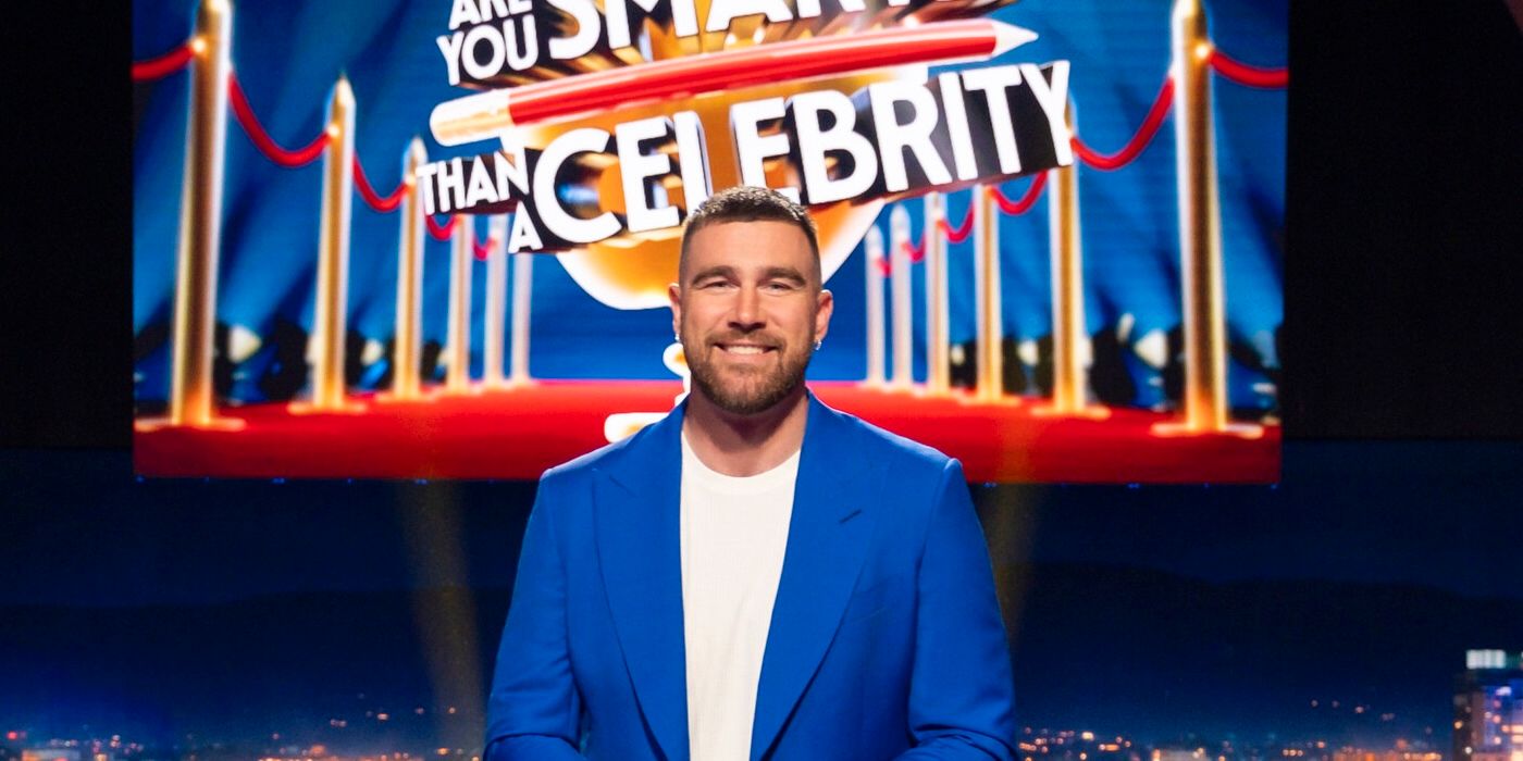Travis Kelce on the set of &lsquo;Are You Smarter Than a Celebrity?'