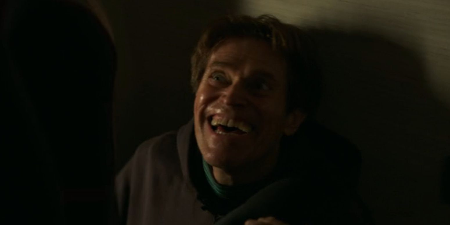 The Green Goblin smiles menacingly after being punched in the face in &lsquo;Spider-Man: No Way Home&rsquo;.