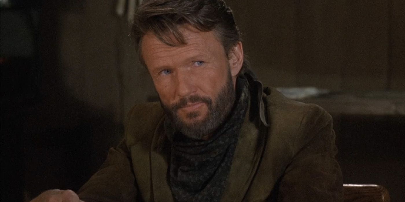 Kris Kristofferson smiling as The Ringo Kid in 'Stagecoach' (1986).