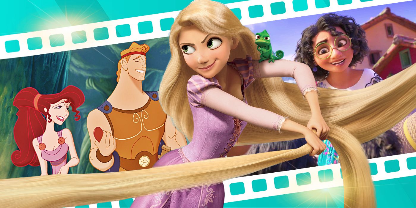 Stills from Hercules, Tangled, and Encanto