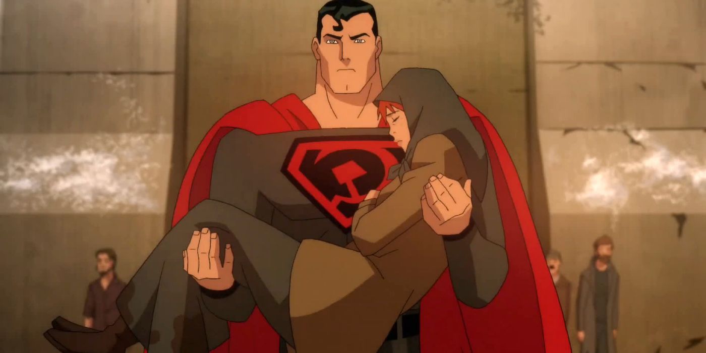 Superman holding a woman in Superman: Red Son