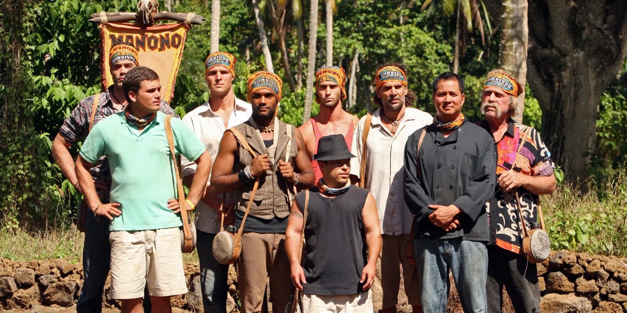 The all-male Manono tribe from Survivor: One World.
