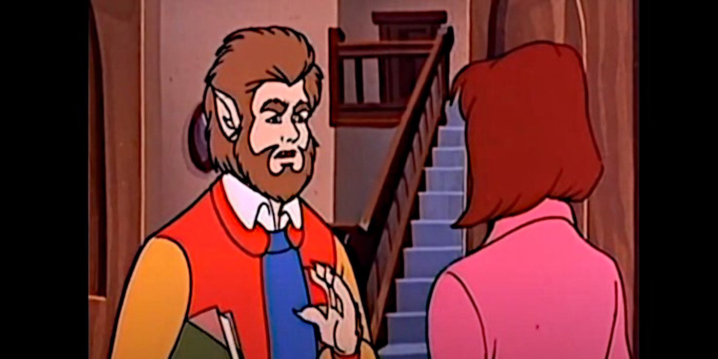 Scott in his werewolf form talks to his friend Boof in the animated series of 'Teen Wolf.'