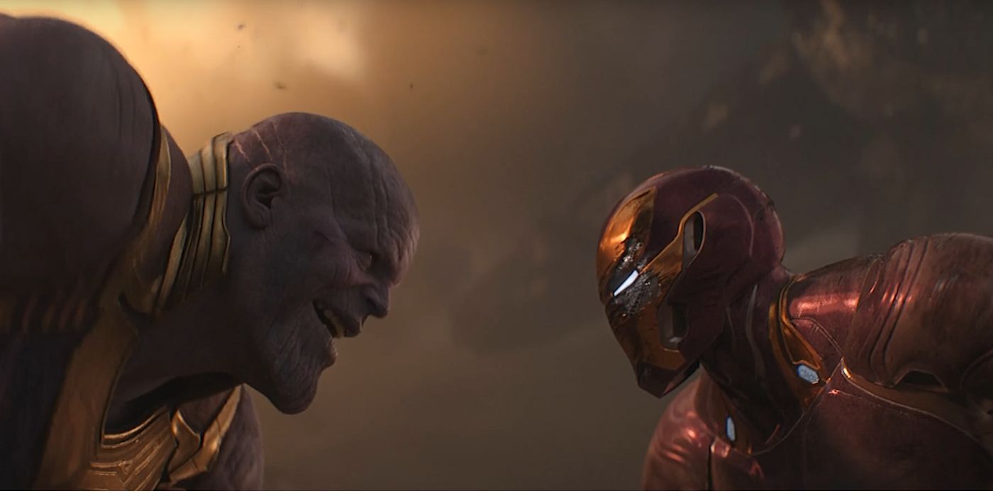 Thanos face-to-face with Iron Man in Avengers: Infinity War