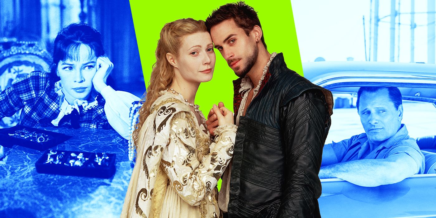 Blended image showing characters from Gigi, Shakespeare in Love, and Green Book