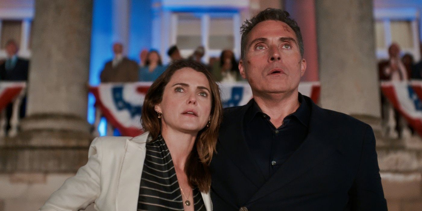 Keri Russell and Rufus Sewell in The Diplomat Season 2