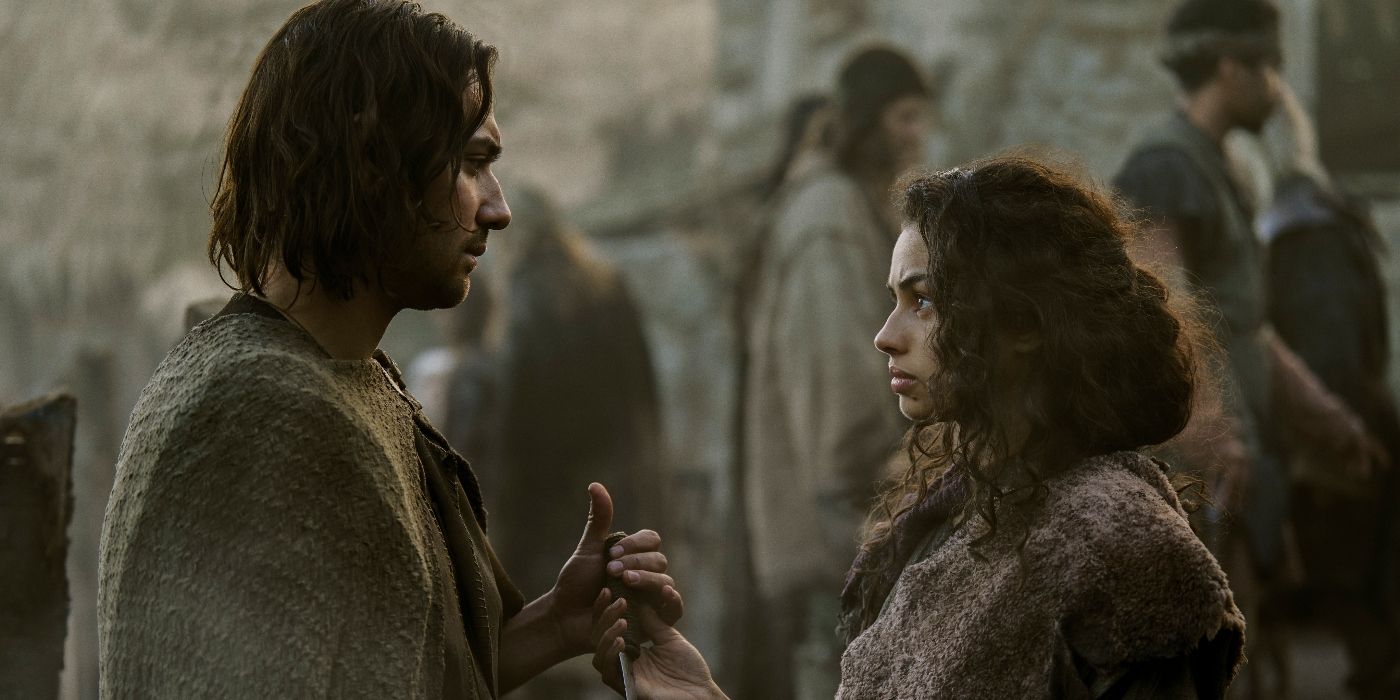 Maxim Baldry and Nia Towle in The Rings of Power Season 2 finale