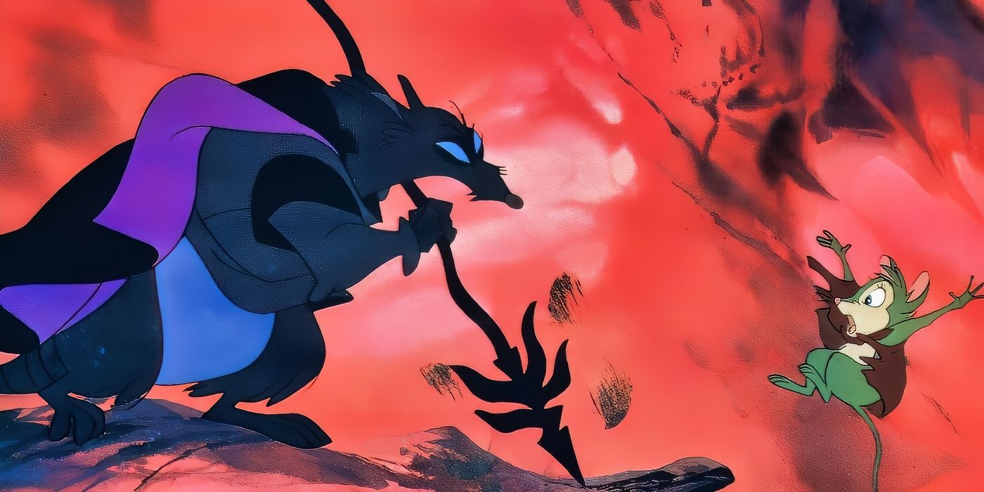 Brutus chases Mrs. Brisby away in The Secret of NIMH.