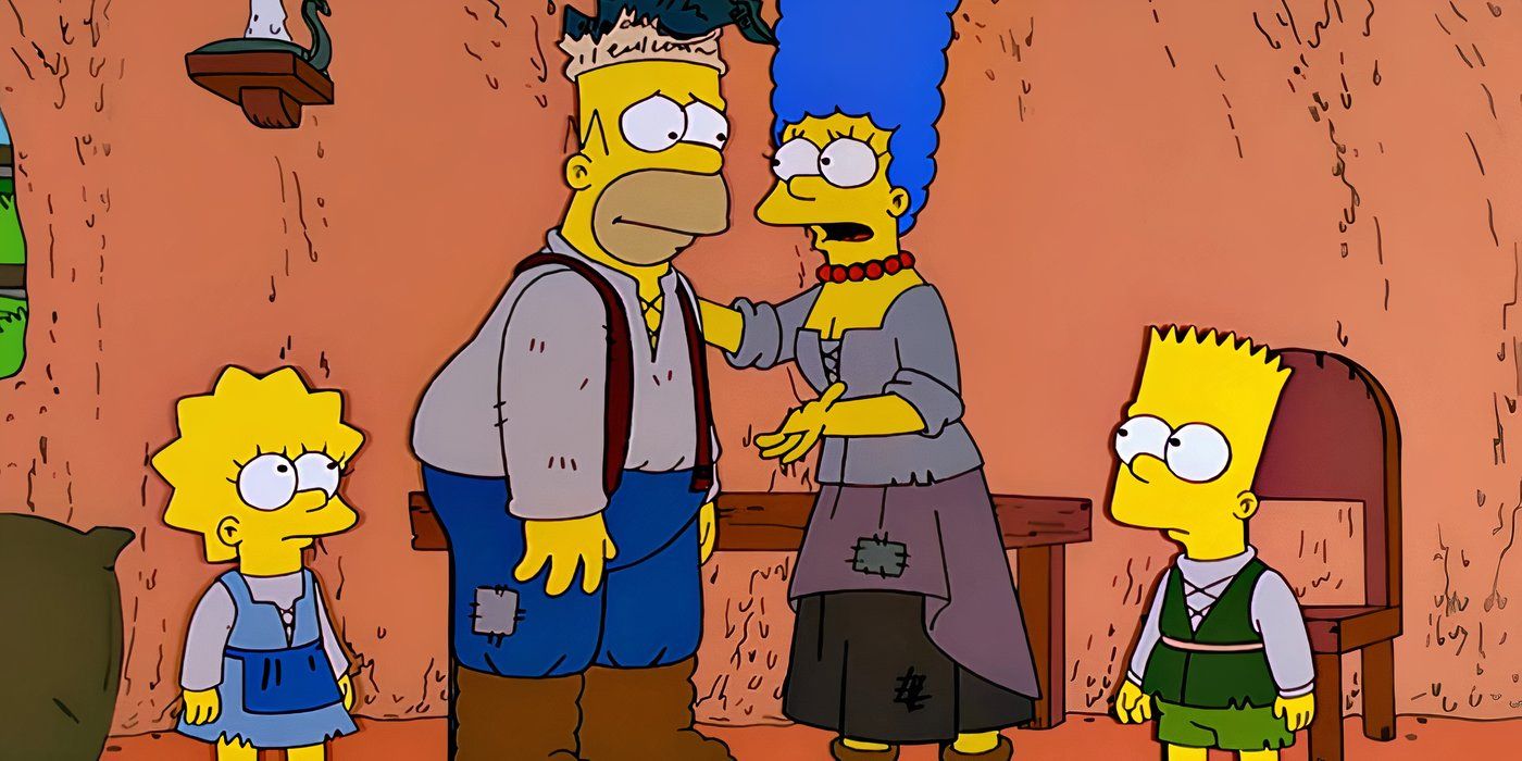 The Simpsons family dressed in fantasy outfits in 'The Simpsons'