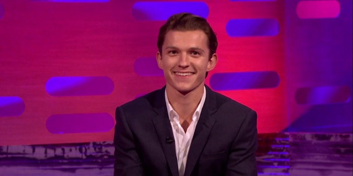 Tom Holland smiles during an appearance on 'The Graham Norton Show'