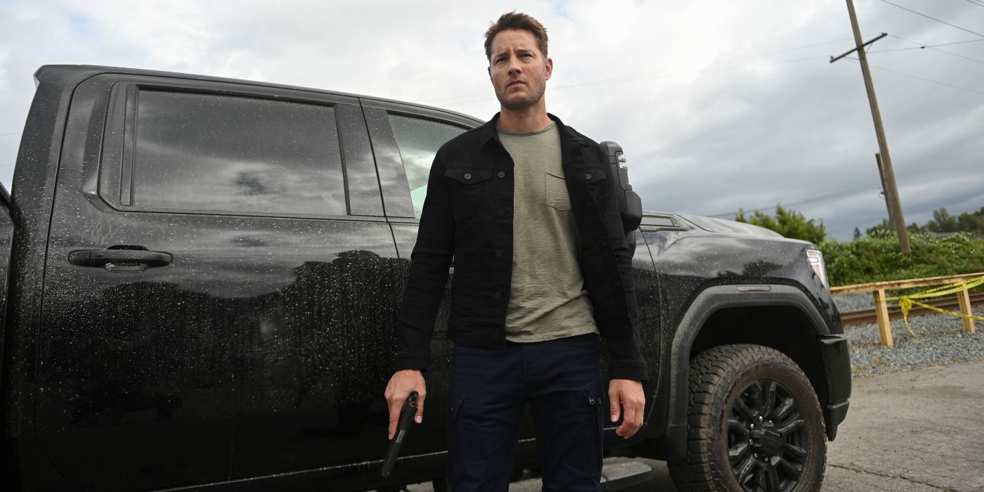 Justin Hartley as Colter Shaw gets out of his truck in the 'Tracker' Season 2 premiere "Out of the Past."