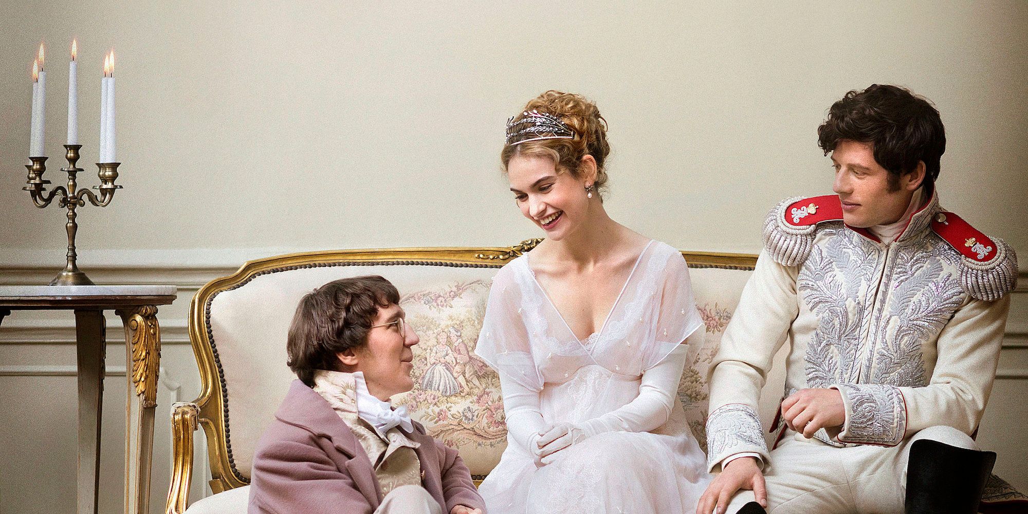 Paul Dano, Lily James, and James Norton for War and Peace