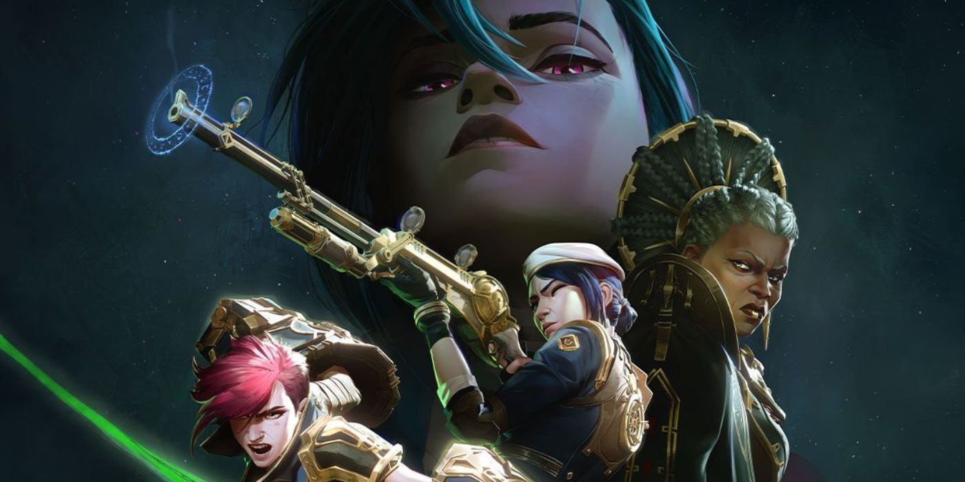 Vi, Caitlyn, Ambessa, and Jinx on the poster for Arcane Season 2.