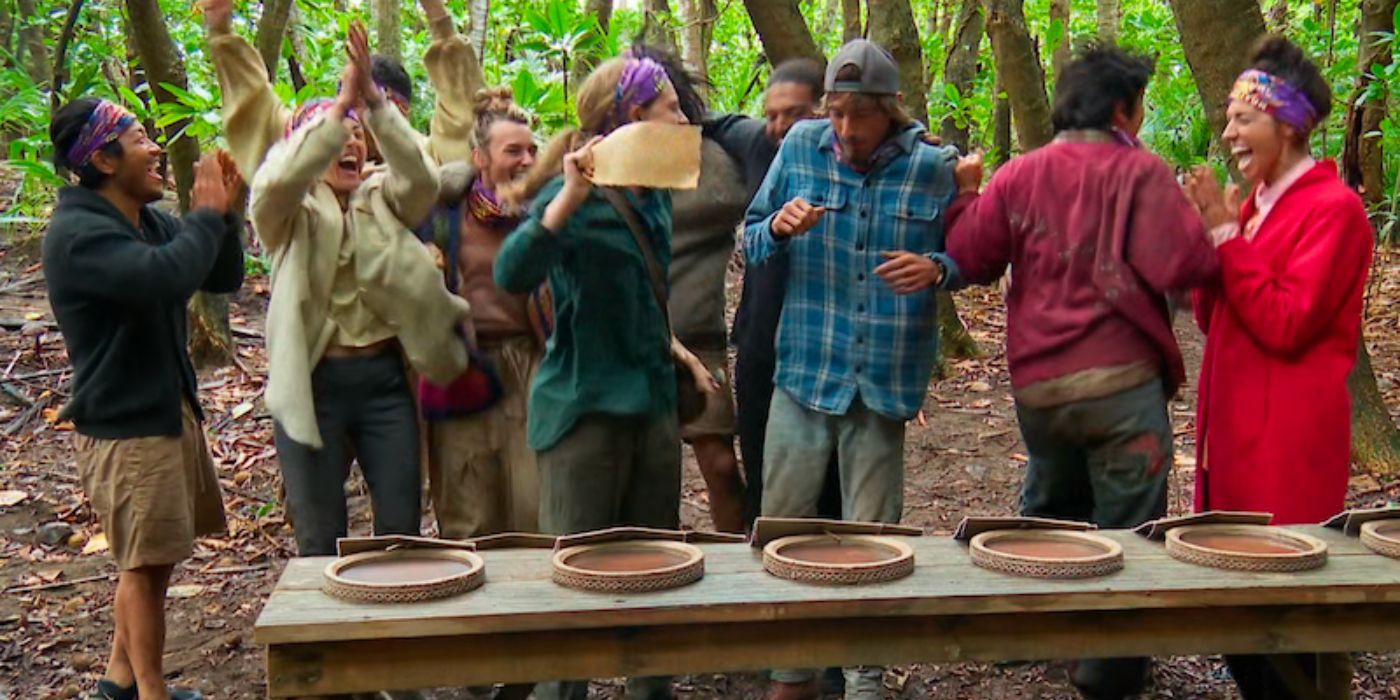 The cast of Survivor 47 getting ready for the auction