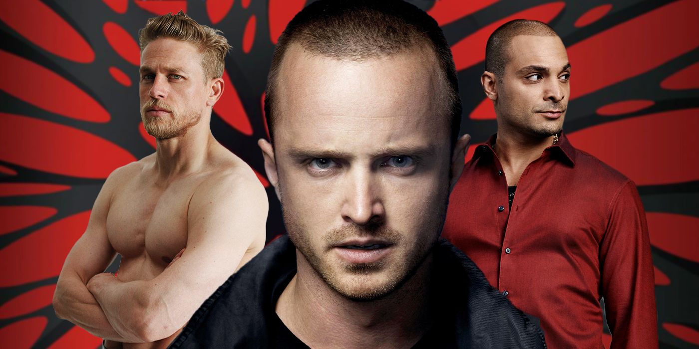 Blended image showing Charlie Hunnam, Aaron Paul, and 