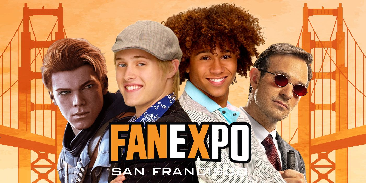 Blended image showing characters from Jedi Survivor, High School Musical, and Daredevil with the FAN EXPO logo