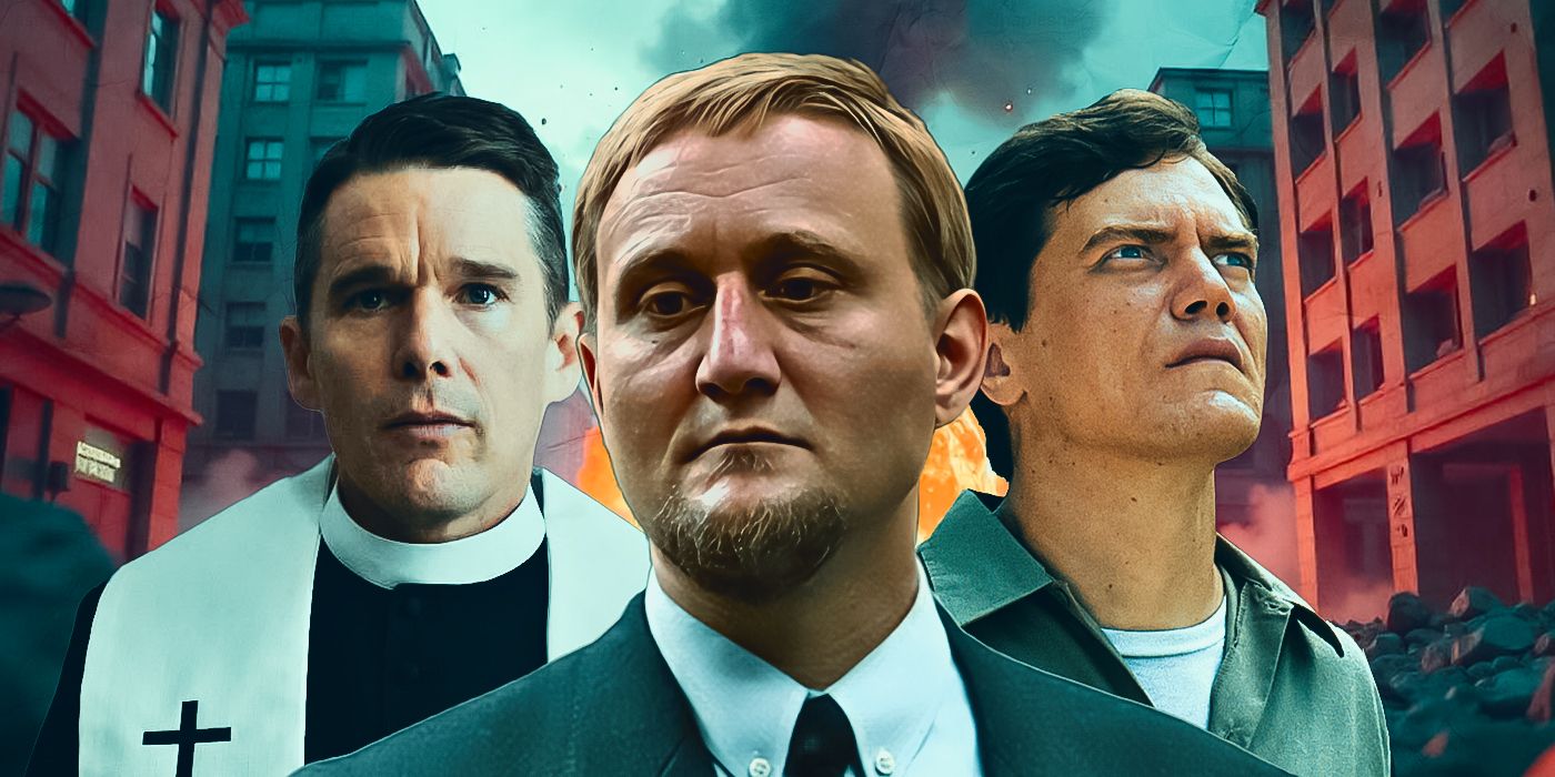 Blended image showing characters from First Reformed, The Vanishing, and Take Shelter
