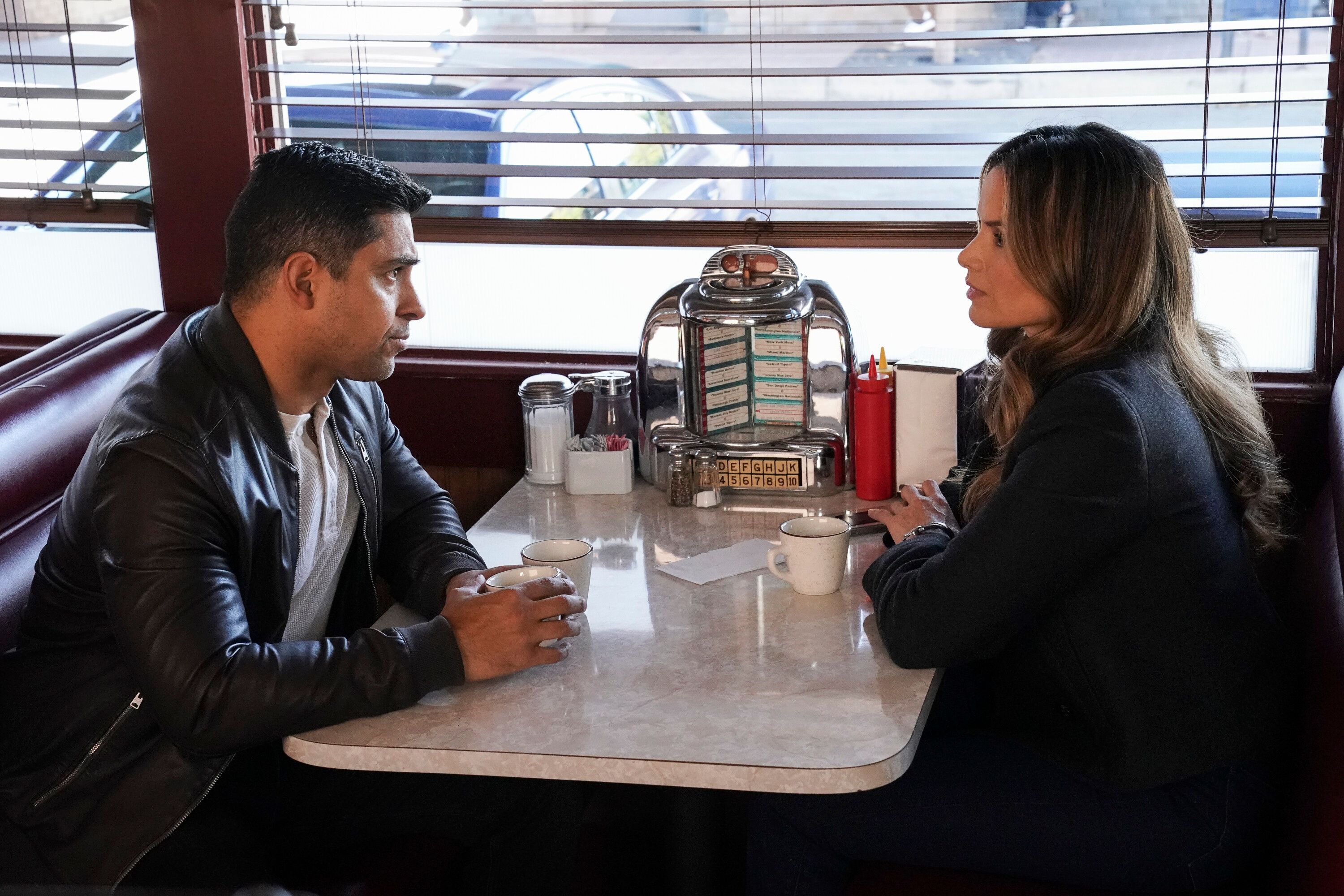 Wilmer Valderrama as NCIS Special Agent Nicholas “Nick” Torres and Katrina Law as NCIS Special Agent Jessica Knight in NCIS