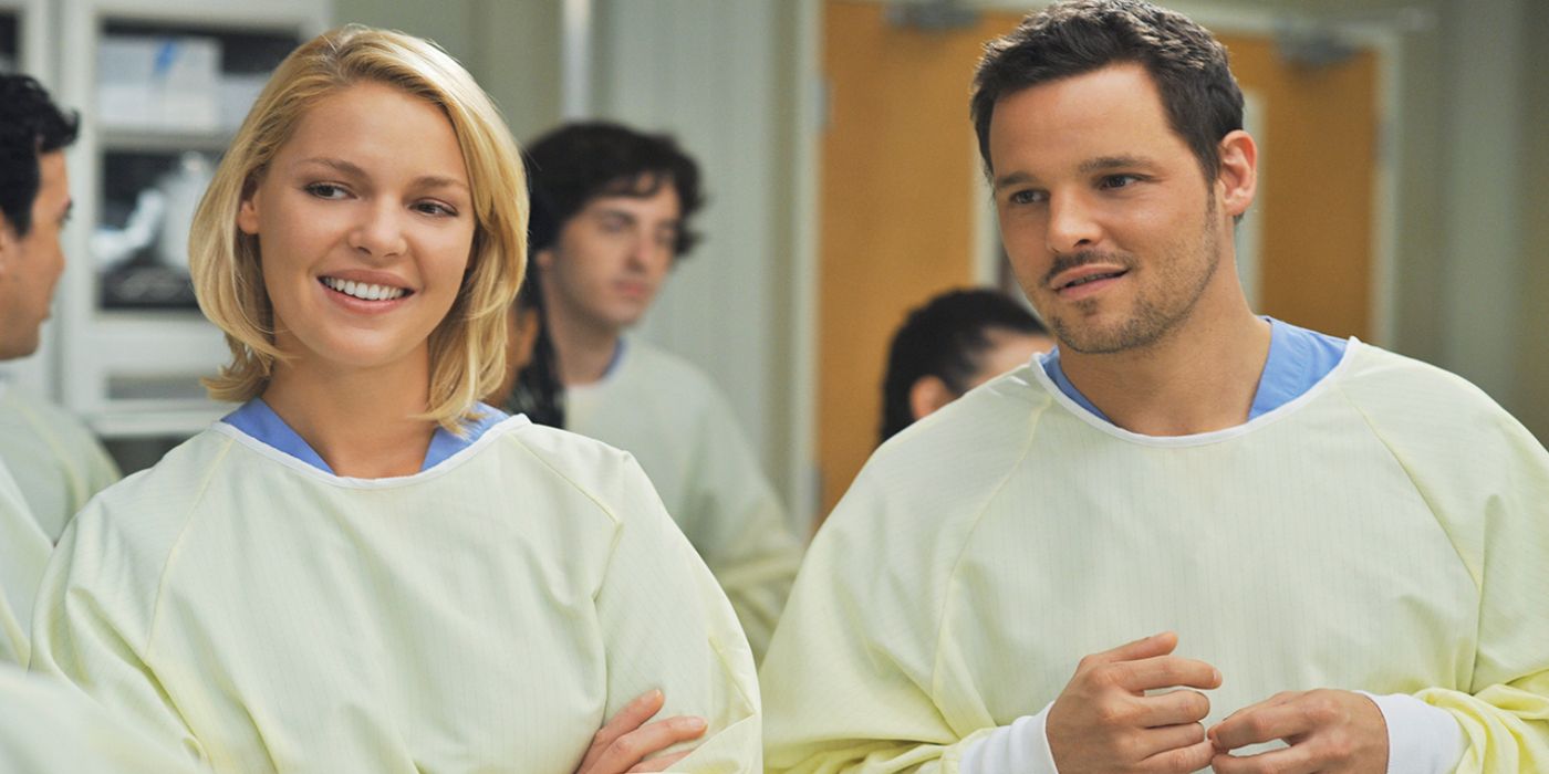 Izzie Stevens and Alex Karev in hospital scrubs in Grey's anatomy