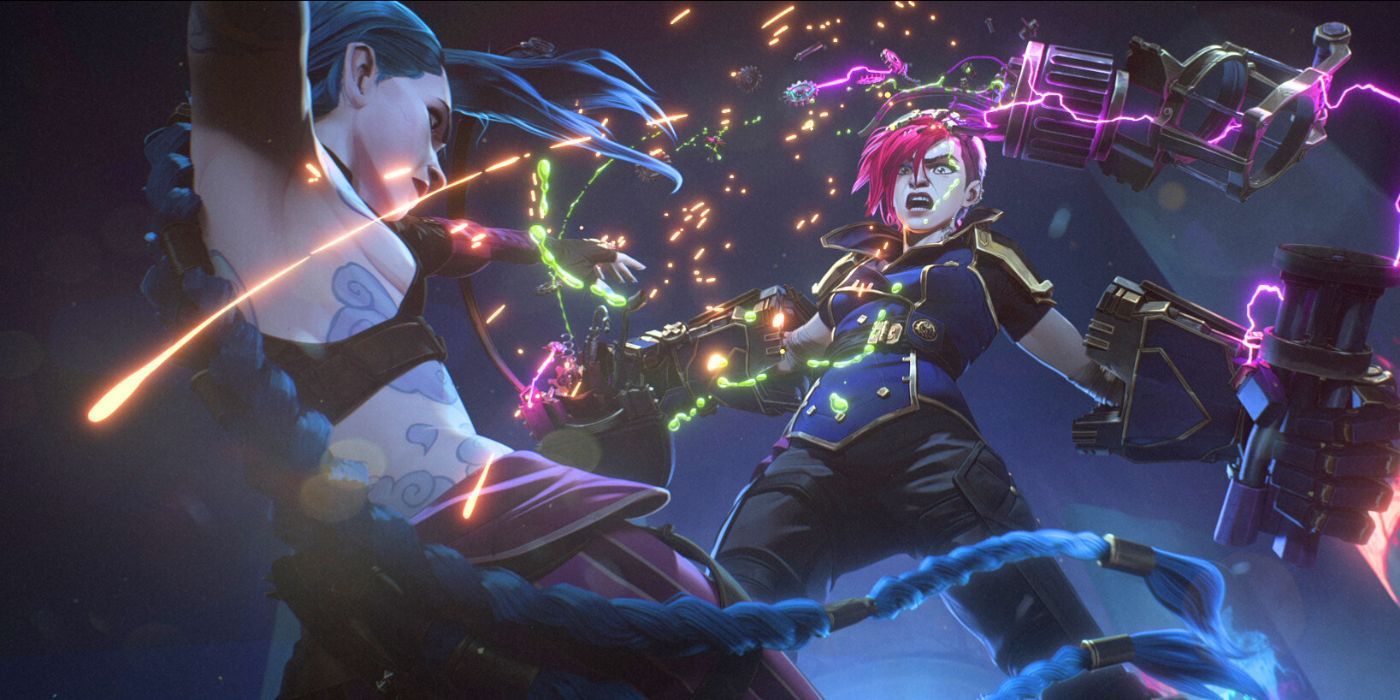 Jinx and Vi fighting in Arcane Season 2.