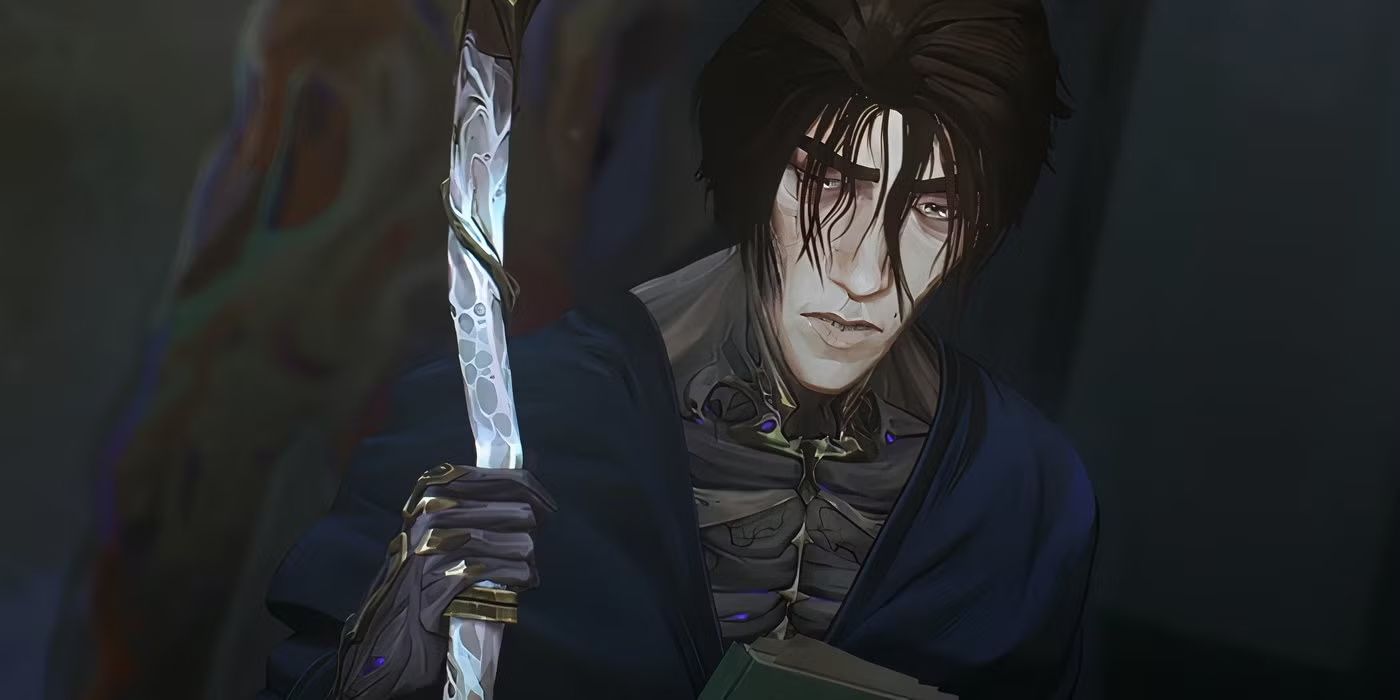 Viktor with his staff and looking down sadly in Arcane Season 2