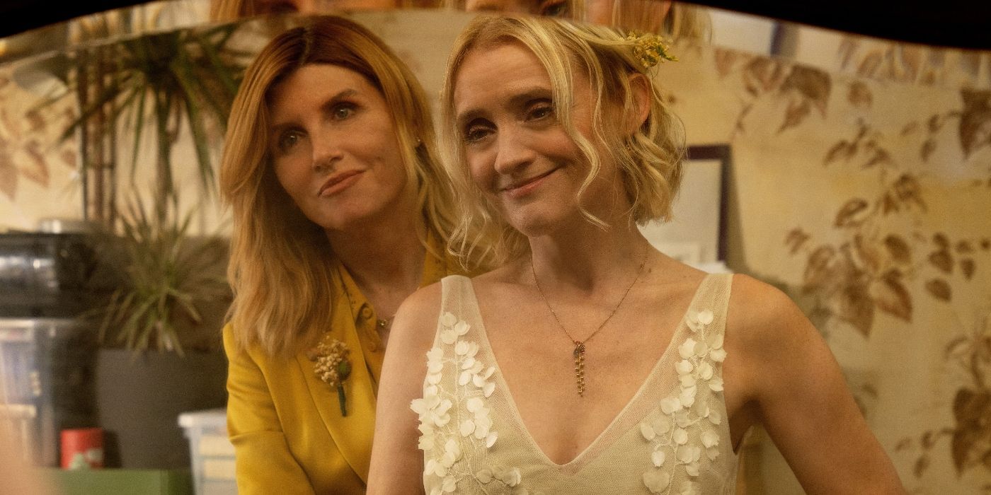 Sharon Horgan and Anne-Marie Duff looking in a mirror