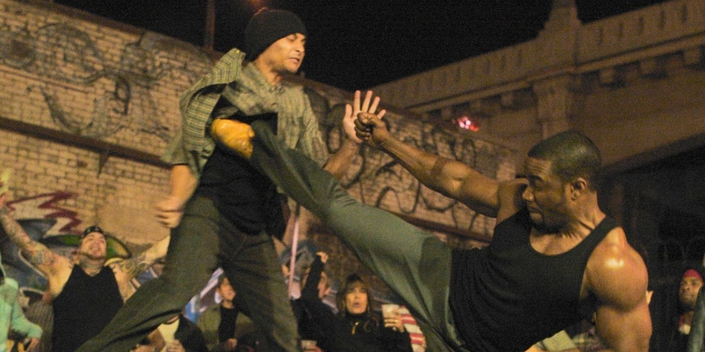 Michael Jai White&rsquo;s Isaiah kicking Dante Basco&rsquo;s Pinball in Blood and Bone