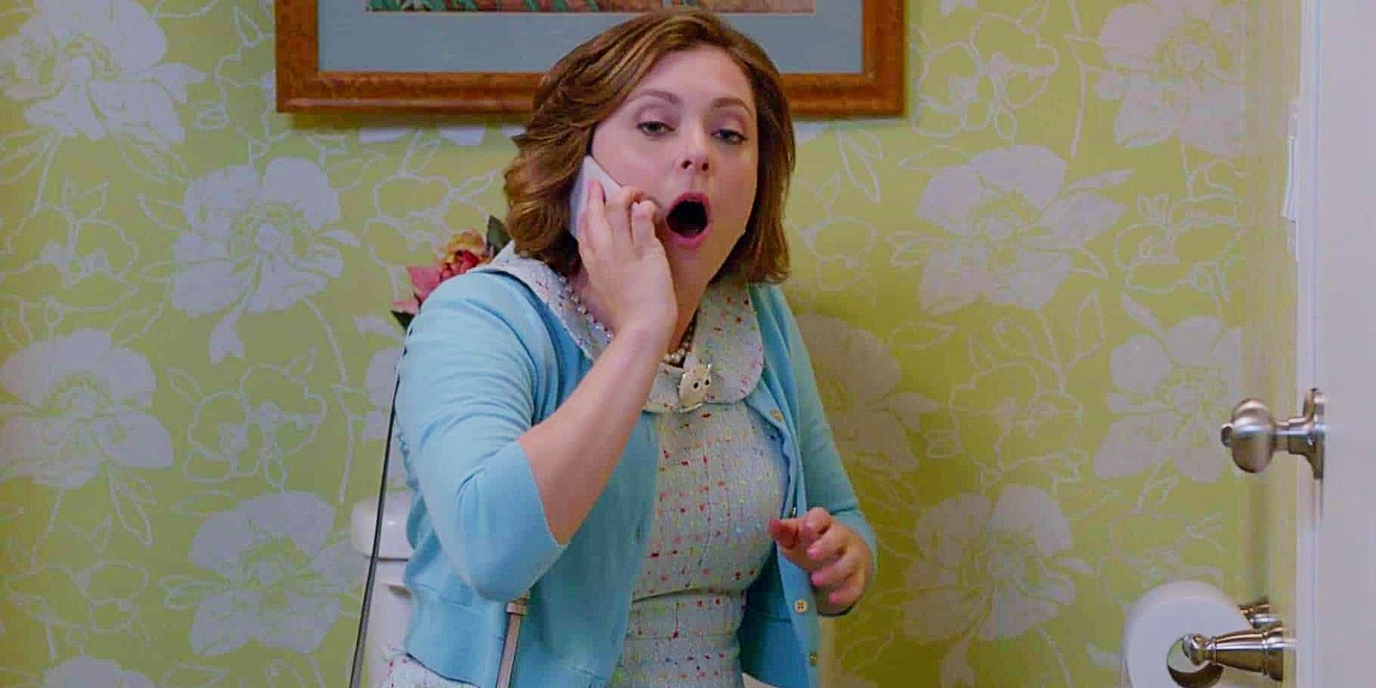 Rebecca Bunch sitting on the toilet in Crazy Ex-Girlfriend