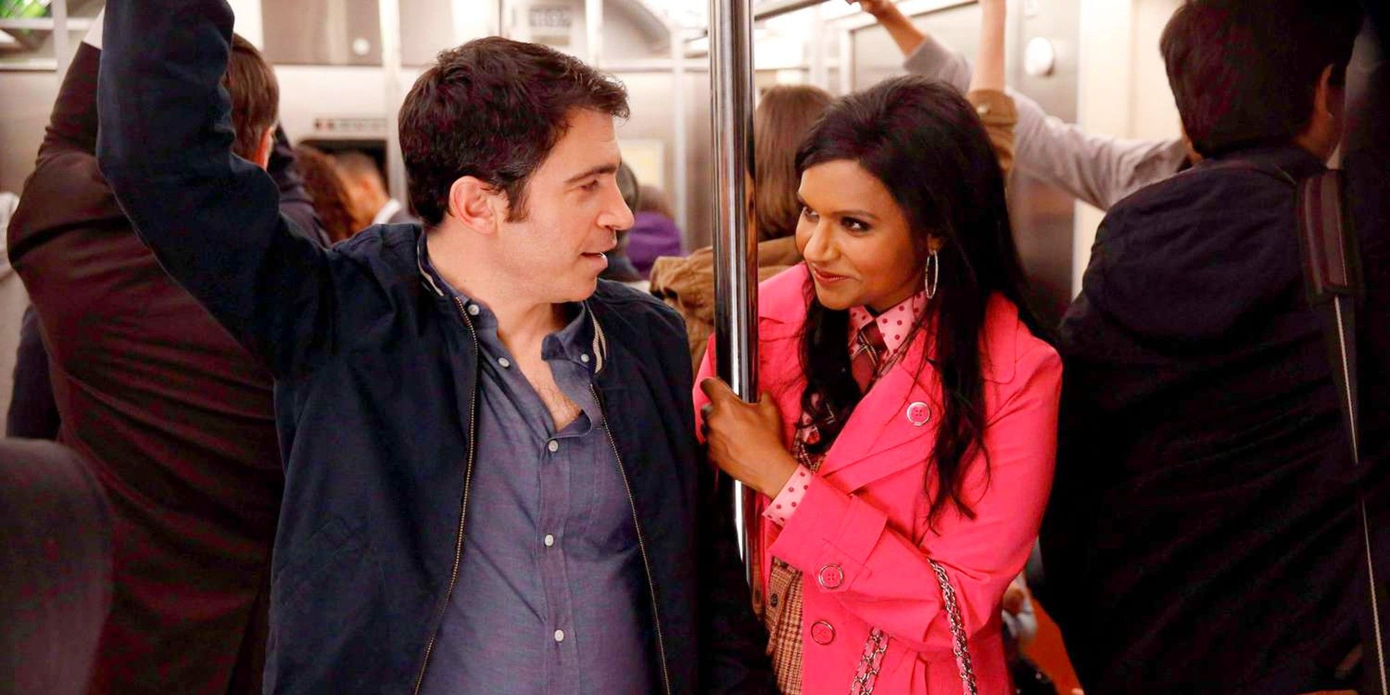Danny and Mindy on the subway together in The Mindy Project