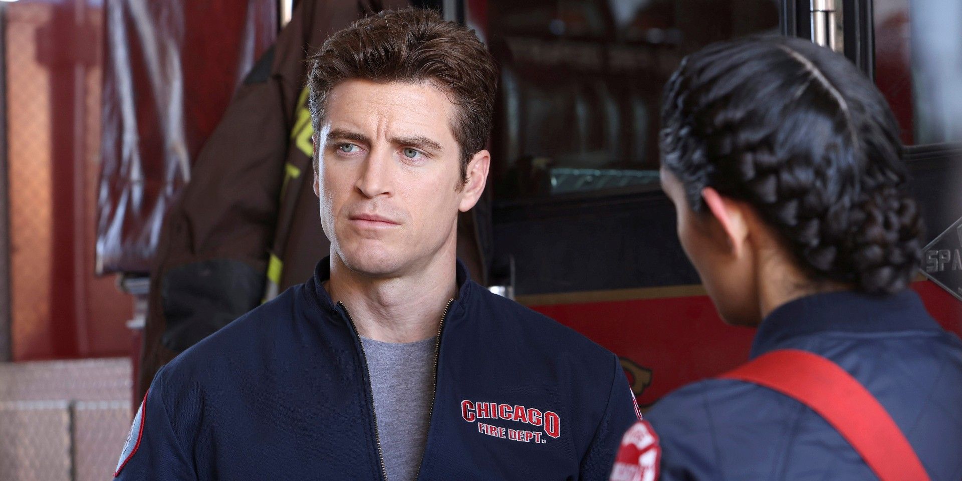 Sam Carver talking to someone off camera in Chicago Fire