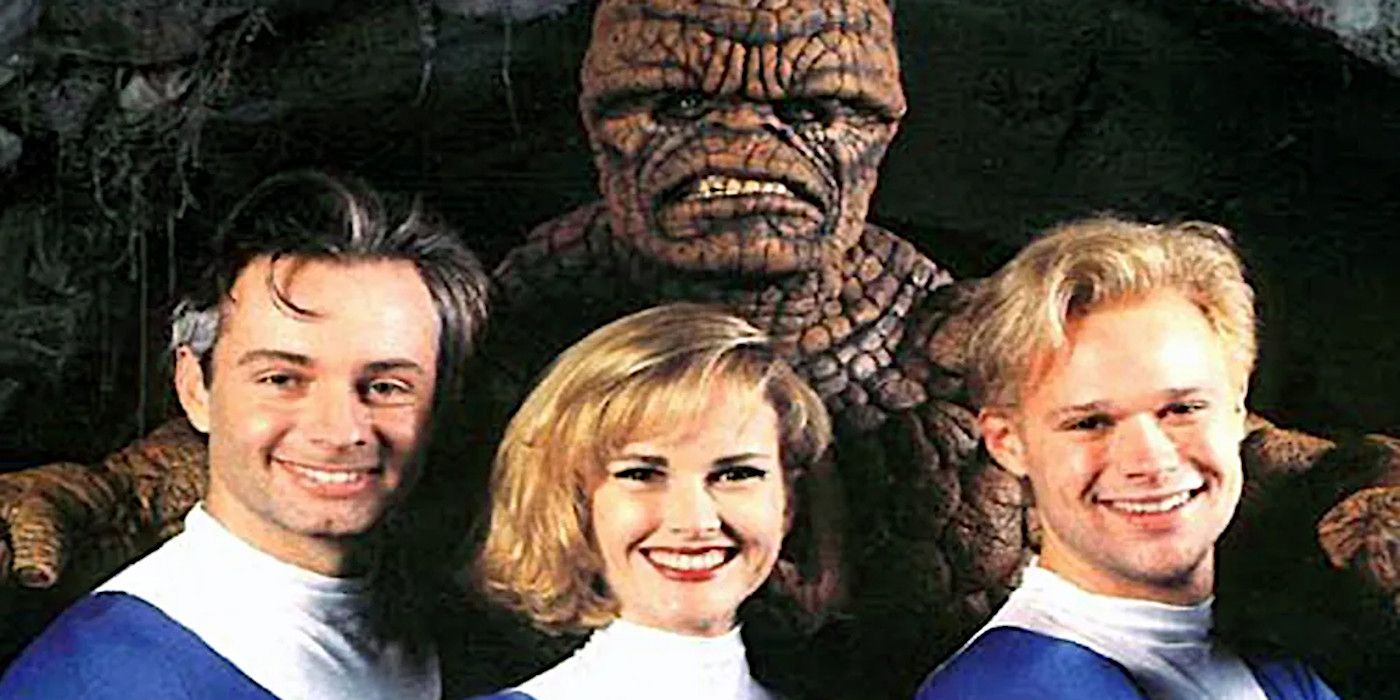 The cast of the unreleased 1994 Fantastic Four film smiles at the camera.