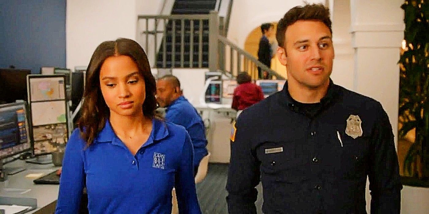 May Grant and Eddie Diaz working at Dispatch in 9-1-1 Season 5