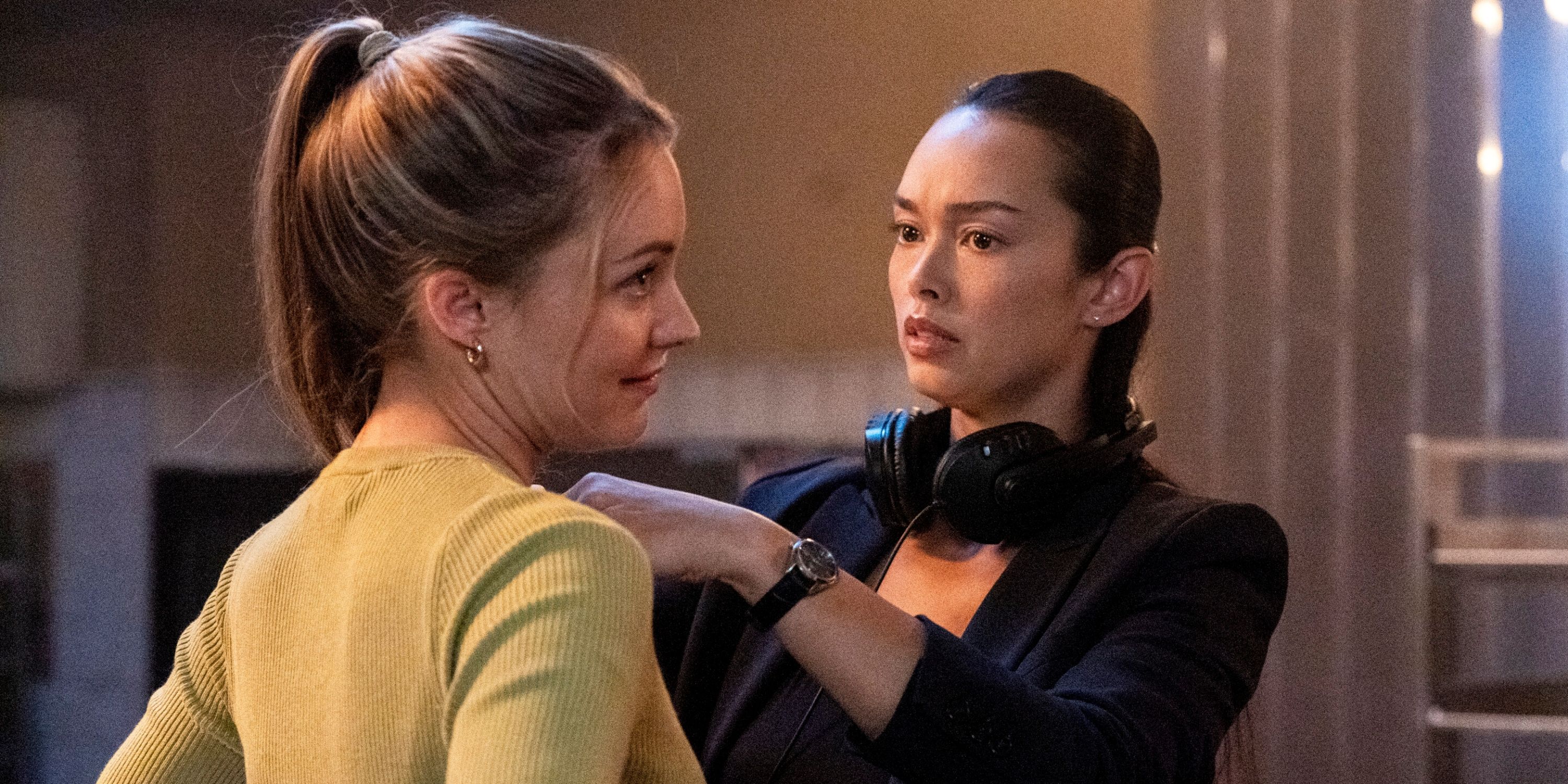 Christina Wolfe as Tate with Vinessa Vidotto as Vo getting her ready for the mission in FBI: International