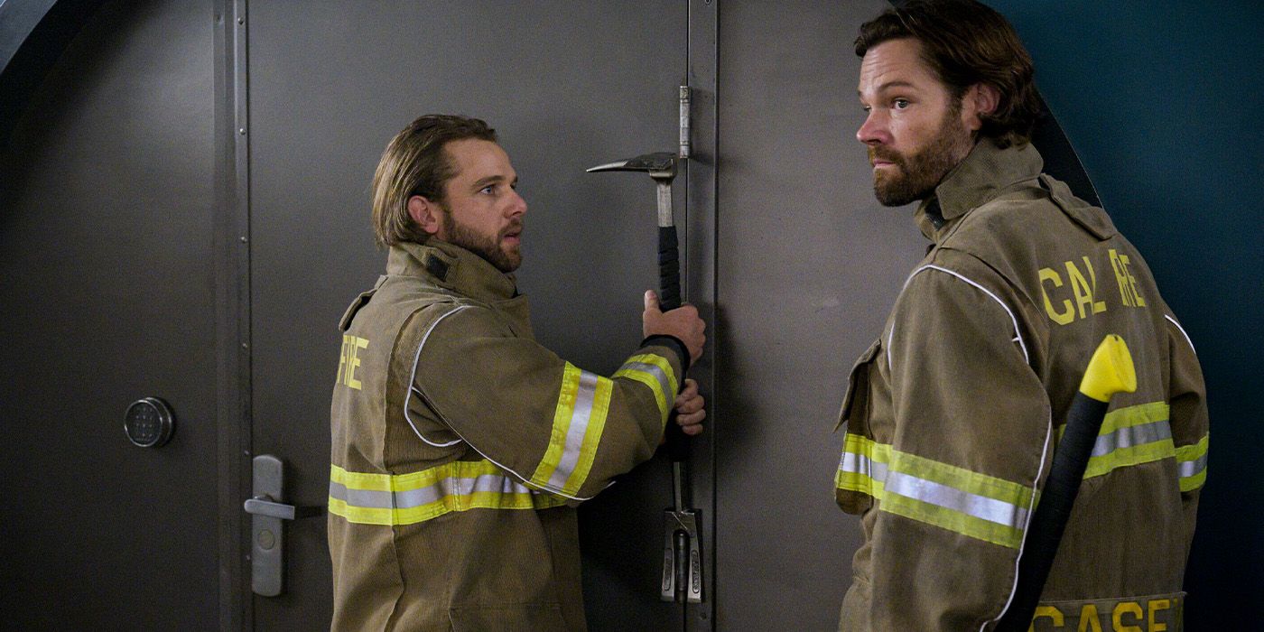 Bode (Max Thieriot) and Casey (Jared Padalecki) try to open a vault on Fire Country